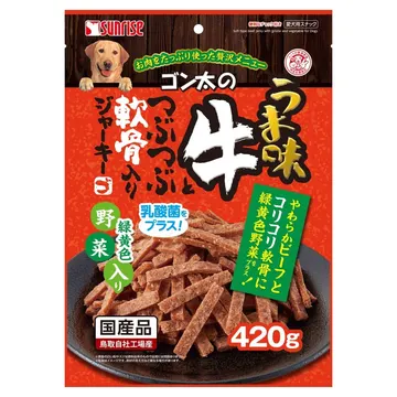 ゴン太のうま味牛とつぶつぶ軟骨入りジャーキー緑黄色野菜入り - marukan