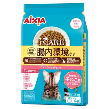 i CARE キャットドライ 子ねこ用 フィッシュ&チキン味