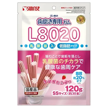 ゴン太の歯磨き専用ガムSSサイズ L8020乳酸菌入りいちごミルク味 低脂肪 - marukan