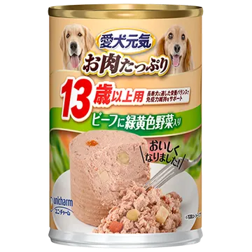缶 13歳以上用 ビーフに緑黄色野菜入り-ユニ・チャーム
