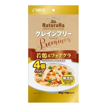 ナチュラハ グレインフリー Premium若鶏＆フォアグラ 緑黄色野菜入り・とろみ仕立て - marukan