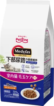 メディファス 室内猫 毛玉ケアプラス 11歳から チキン＆フィッシュ味