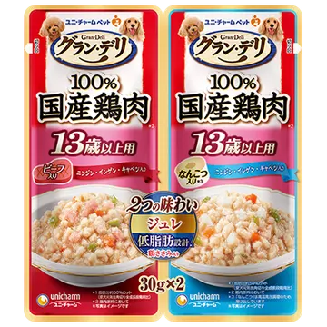 １００％国産鶏肉*パウチ 2つの味わい 13歳以上用 ジュレ