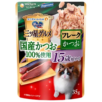 三ツ星グルメ パウチ 国産かつお100%使用 フレーク 15歳頃からかつお