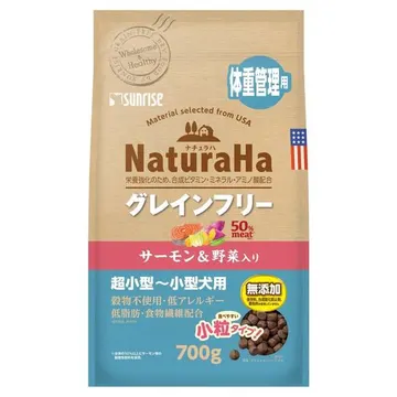 ナチュラハ グレインフリーサーモン&野菜入り体重管理用 小粒 - marukan