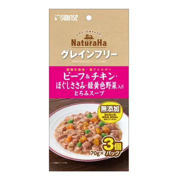 ナチュラハグレインフリービーフ&チキン・ほぐしささみ・緑黄色野菜入り とろみスープ - marukan
