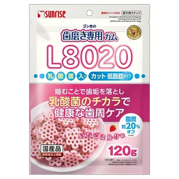 ゴン太の歯磨き専用ガムL8020乳酸菌入り カットいちごミルク味 - marukan