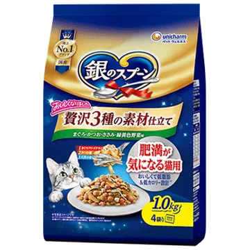 贅沢3種の素材仕立て 肥満が気になる猫用 まぐろ・かつお・ささみ・野菜味