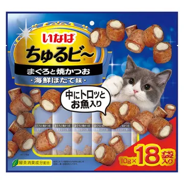 まぐろと焼かつお 海鮮ほたて味 18袋入り
