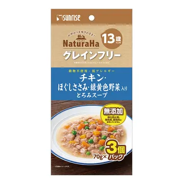 ナチュラハグレインフリーチキン・ほぐしささみ・緑黄色野菜入り とろみスープ13歳以上用 - marukan