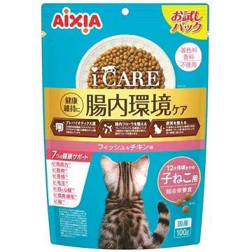 i CARE キャットドライ 子ねこ用 フィッシュ＆チキン味